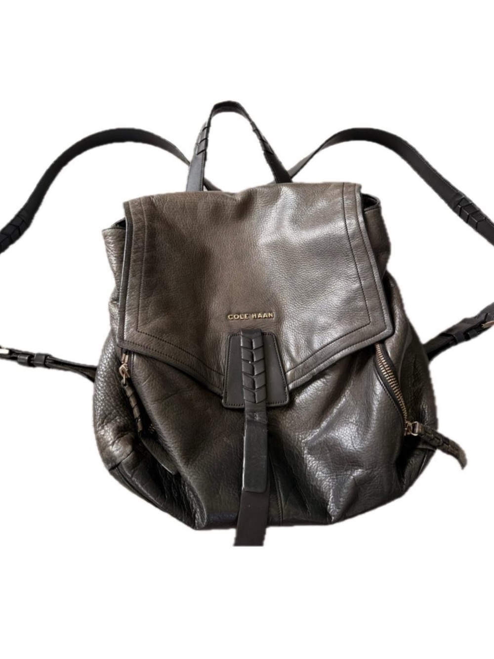 Cole Haan Dark Brown Leather Flap Backpack